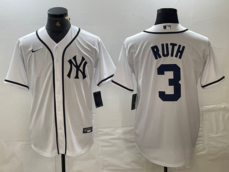 Men's New York Yankees Babe Ruth #3 White Limited Jersey